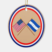 Amerikaanse en Honduras Crossed Flags Keramisch Ornament (Links)