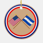 Amerikaanse en Honduras Crossed Flags Keramisch Ornament (Achterkant)