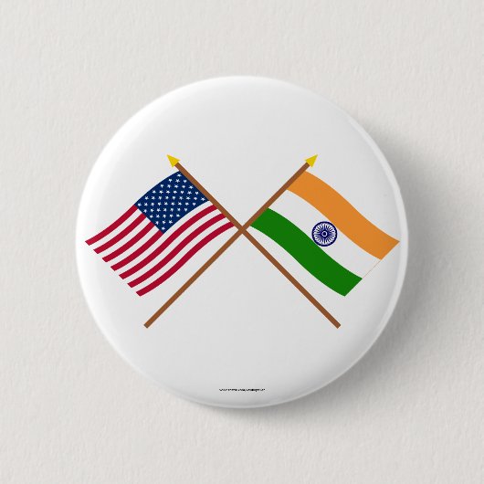 Amerikaanse en Indiase gekruiste vlaggen Ronde Button 5,7 Cm (Voorkant)