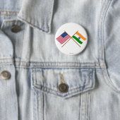 Amerikaanse en Indiase gekruiste vlaggen Ronde Button 5,7 Cm (In situ)