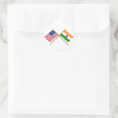 Amerikaanse en Indiase gekruiste vlaggen Ronde Sticker (Tas)