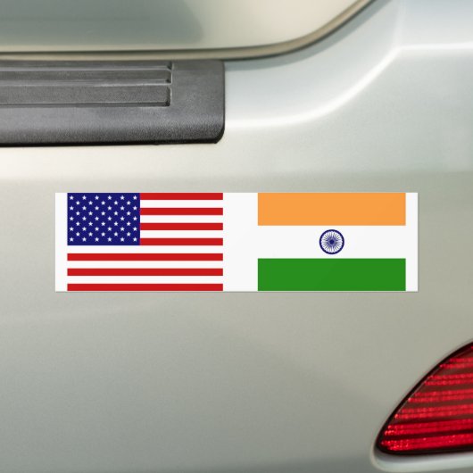 Amerikaanse en Indiase vlaggen Bumpersticker (Op auto)