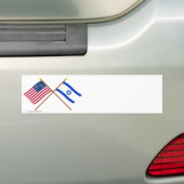 Amerikaanse en Israëlische gekruiste vlaggen Bumpersticker (Op auto)