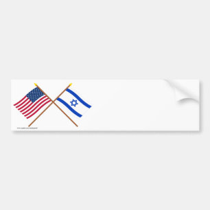 Amerikaanse en Israëlische gekruiste vlaggen Bumpersticker