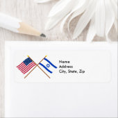 Amerikaanse en Israëlische gekruiste vlaggen Etiket (Insitu)