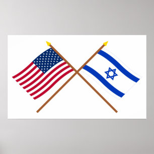 Amerikaanse en Israëlische gekruiste vlaggen Poster