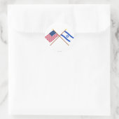 Amerikaanse en Israëlische gekruiste vlaggen Ronde Sticker (Tas)