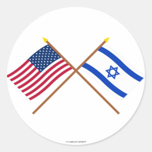 Amerikaanse en Israëlische gekruiste vlaggen Ronde Sticker