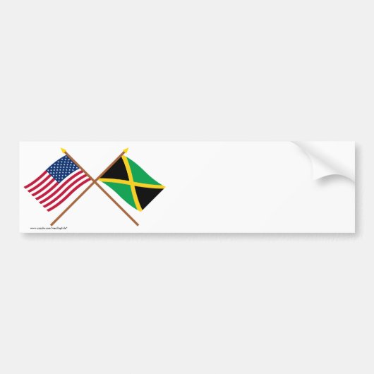 Amerikaanse en Jamaica Crossed Flags Bumpersticker (Voorkant)