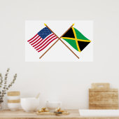Amerikaanse en Jamaica Crossed Flags Poster (Keuken)