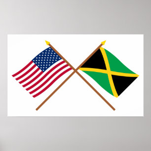 Amerikaanse en Jamaica Crossed Flags Poster