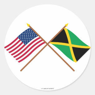 Amerikaanse en Jamaica Crossed Flags Ronde Sticker