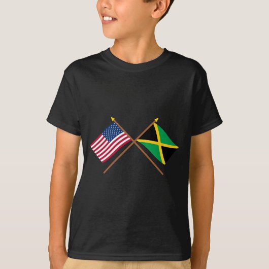 Amerikaanse en Jamaica Crossed Flags T-shirt (Voorkant)