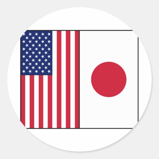 Amerikaanse en Japanse vlaggen Ronde Sticker (Voorkant)