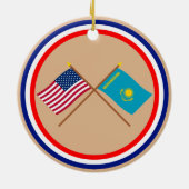 Amerikaanse en Kazachse gekruiste vlaggen Keramisch Ornament (Achterkant)