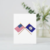 Amerikaanse en Kentucky Crossed Flags Briefkaart (Staand voorkant)