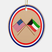Amerikaanse en Koeweit Crossed Flags Keramisch Ornament (Links)