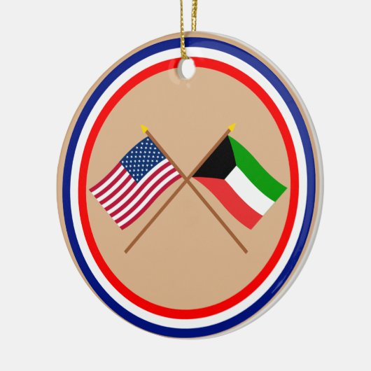 Amerikaanse en Koeweit Crossed Flags Keramisch Ornament (Links)