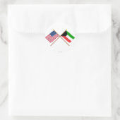 Amerikaanse en Koeweit Crossed Flags Ronde Sticker (Tas)
