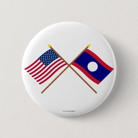 Amerikaanse en Laos Crossed Flags Ronde Button 5,7 Cm (Voorkant)