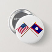 Amerikaanse en Laos Crossed Flags Ronde Button 5,7 Cm (Voorkant /achterkant)