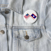 Amerikaanse en Laos Crossed Flags Ronde Button 5,7 Cm (In situ)