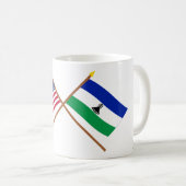 Amerikaanse en Lesotho Crossed Flags Koffiemok (Voorkant rechts)
