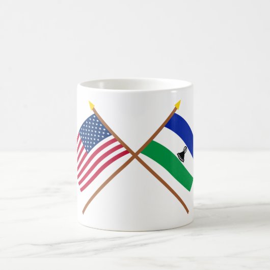 Amerikaanse en Lesotho Crossed Flags Koffiemok (Center)