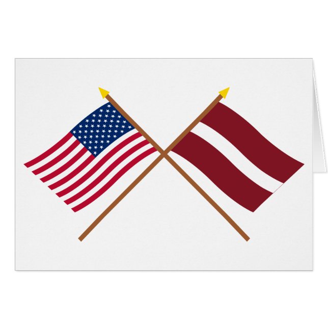 Amerikaanse en Letse gesteende vlaggen (Voorkant Horizontaal)