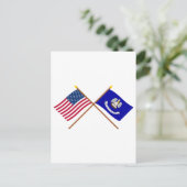 Amerikaanse en Louisiana Crossed Flags Briefkaart (Staand voorkant)