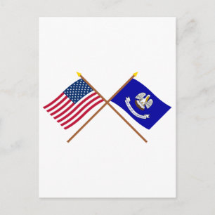 Amerikaanse en Louisiana Crossed Flags Briefkaart