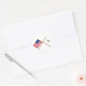 Amerikaanse en Maagdeneilanden gekruiste vlaggen Ronde Sticker (Envelop)