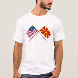 Amerikaanse en Macedonië gekruiste vlaggen T-shirt
