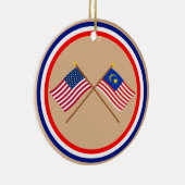 Amerikaanse en Maleisische kruisvlaggen Keramisch Ornament (Rechts)