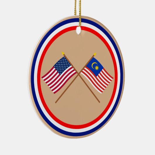 Amerikaanse en Maleisische kruisvlaggen Keramisch Ornament (Rechts)