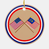 Amerikaanse en Maleisische kruisvlaggen Keramisch Ornament (Achterkant)