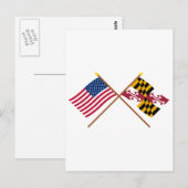 Amerikaanse en Maryland Crossed Flags Briefkaart (Voorkant / Achterkant)