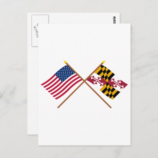 Amerikaanse en Maryland Crossed Flags Briefkaart (Voorkant / Achterkant)