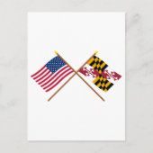 Amerikaanse en Maryland Crossed Flags Briefkaart (Voorkant)