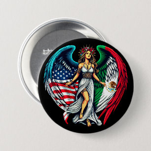 Amerikaanse en Mexicaanse vlag engel vrouw Patriot Ronde Button 7,6 Cm