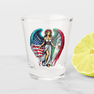 Amerikaanse en Mexicaanse vlag engel vrouw patriot Shot Glas