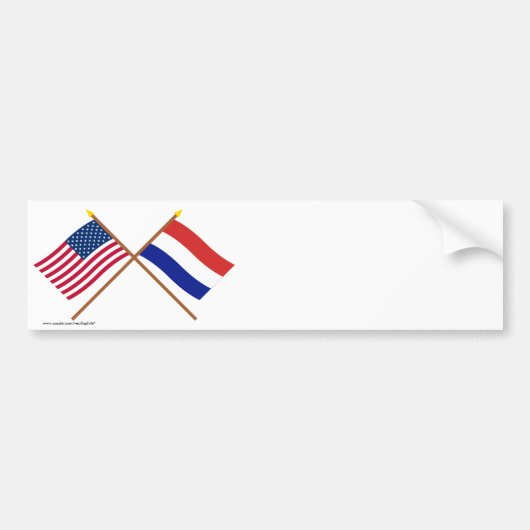 Amerikaanse en Nederlandse gekruiste vlaggen Bumpersticker (Voorkant)