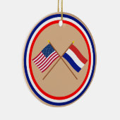 Amerikaanse en Nederlandse gekruiste vlaggen Keramisch Ornament (Rechts)