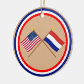 Amerikaanse en Nederlandse gekruiste vlaggen Keramisch Ornament (Links)