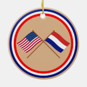 Amerikaanse en Nederlandse gekruiste vlaggen Keramisch Ornament (Achterkant)