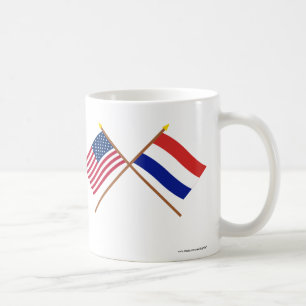 Amerikaanse en Nederlandse gekruiste vlaggen Koffiemok