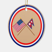 Amerikaanse en Nepalese gekruiste vlaggen Keramisch Ornament (Links)