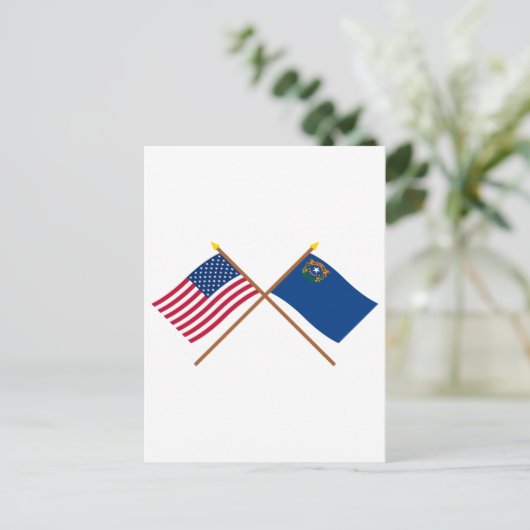 Amerikaanse en Nevada Crossed Flags Briefkaart (Staand voorkant)