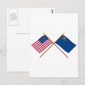 Amerikaanse en Nevada Crossed Flags Briefkaart (Voorkant / Achterkant)