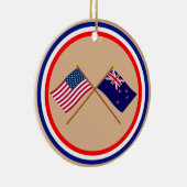 Amerikaanse en Nieuw-Zeelandse getijdenvlaggen Keramisch Ornament (Rechts)